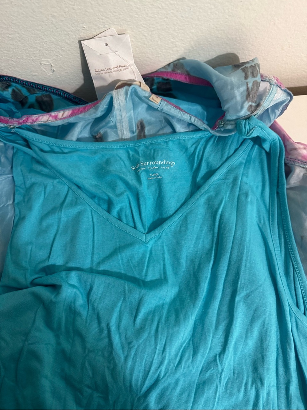 Soft Surroundings Curacao Blue Pink Silk Tie Dye Tunic Top Blouse Size XL NWT - Picture 13 of 14